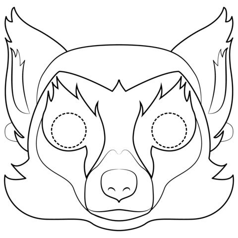 Lemur Mask Coloring Page